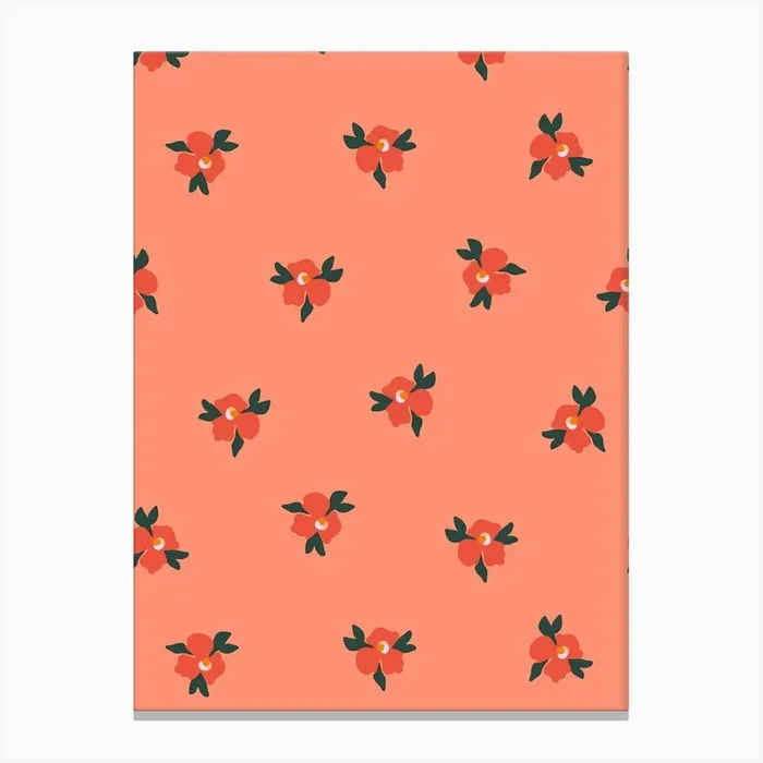 Little Blossom Floral Print – Red and Coral Canvas Print by Sandra Hutter Designs