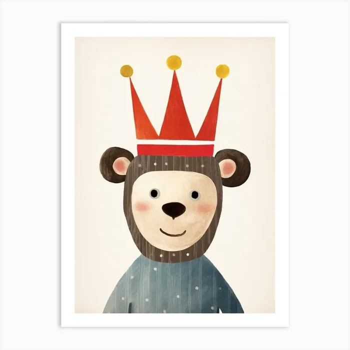 Little Chimpanzee 3 Wearing A Crown Art Print by Scribble Studio