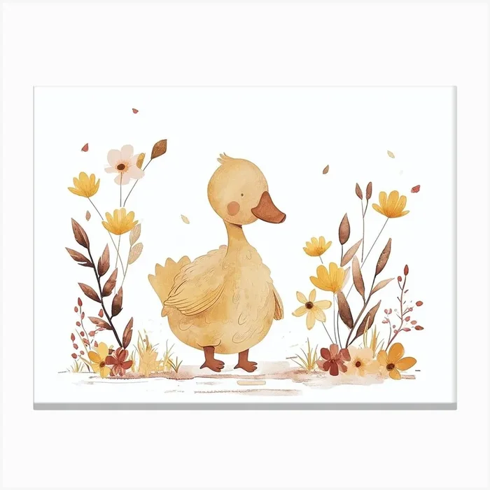 Little Floral Goose 2 Canvas Print by Scribble Studio