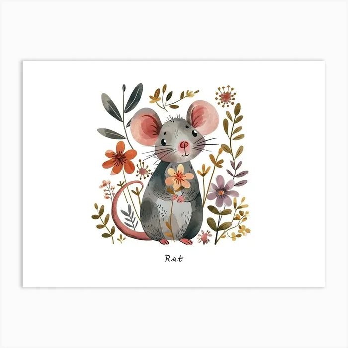 Little Floral Rat 2 Poster Art Print by Scribble Studio