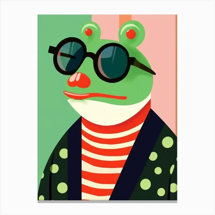 Little Frog 1 Wearing Sunglasses Canvas Print by Scribble Studio