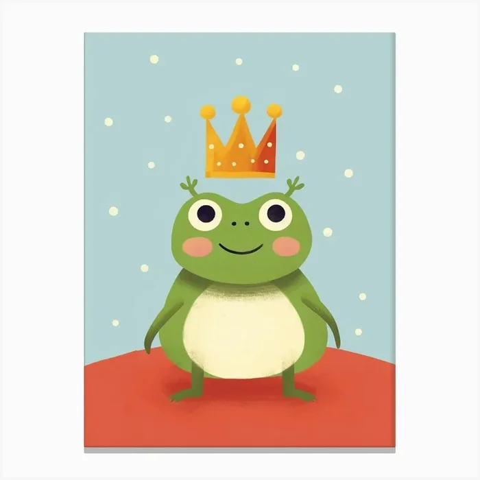 Little Frog 3 Wearing A Crown Canvas Print by Scribble Studio