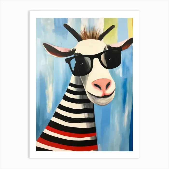 Little Goat 2 Wearing Sunglasses Art Print by Scribble Studio