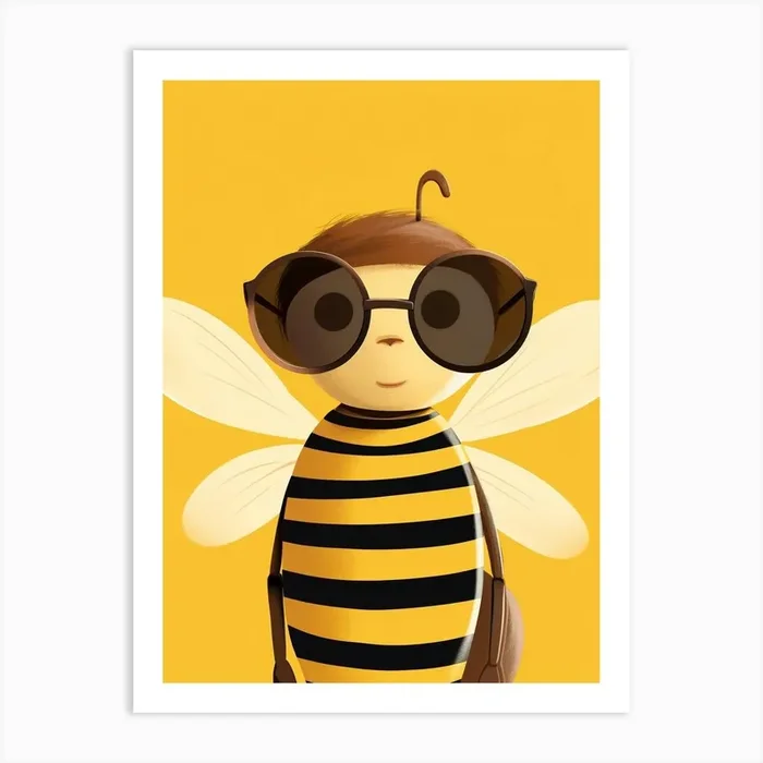 Little Honey Bee 1 Wearing Sunglasses Art Print by Scribble Studio