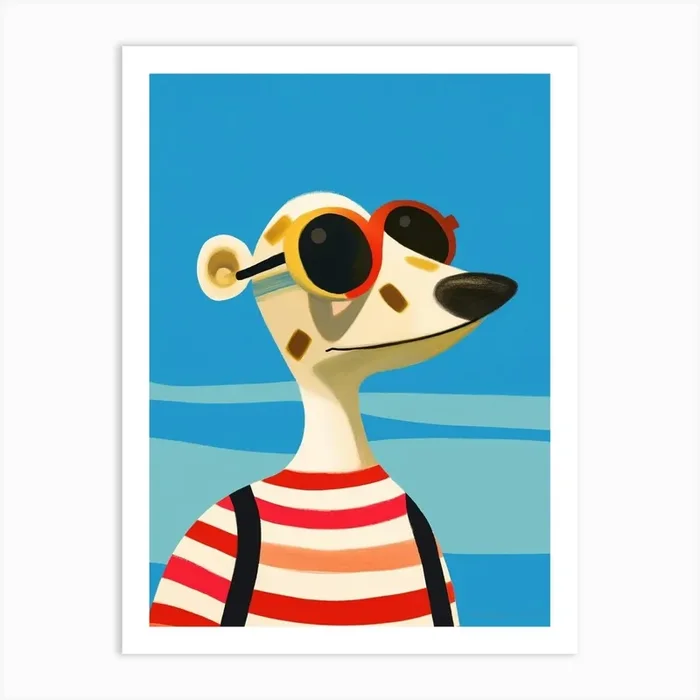 Little Meerkat 3 Wearing Sunglasses Art Print by Scribble Studio
