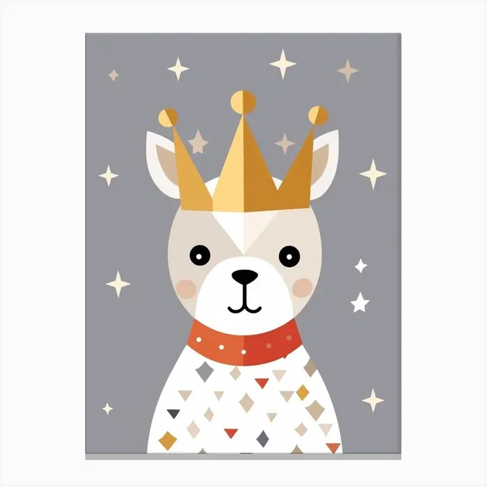 Little Rabbit 1 Wearing A Crown Canvas Print by Scribble Studio