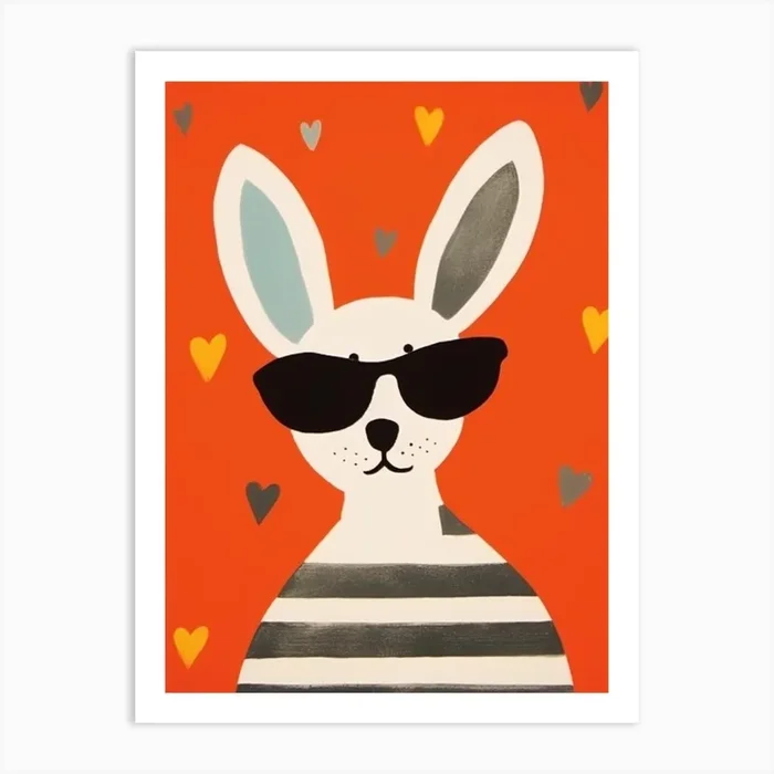 Little Rabbit 5 Wearing Sunglasses Art Print by Scribble Studio