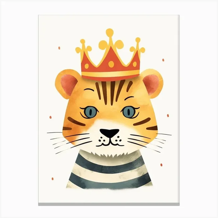 Little Tiger 3 Wearing A Crown Canvas Print by Scribble Studio