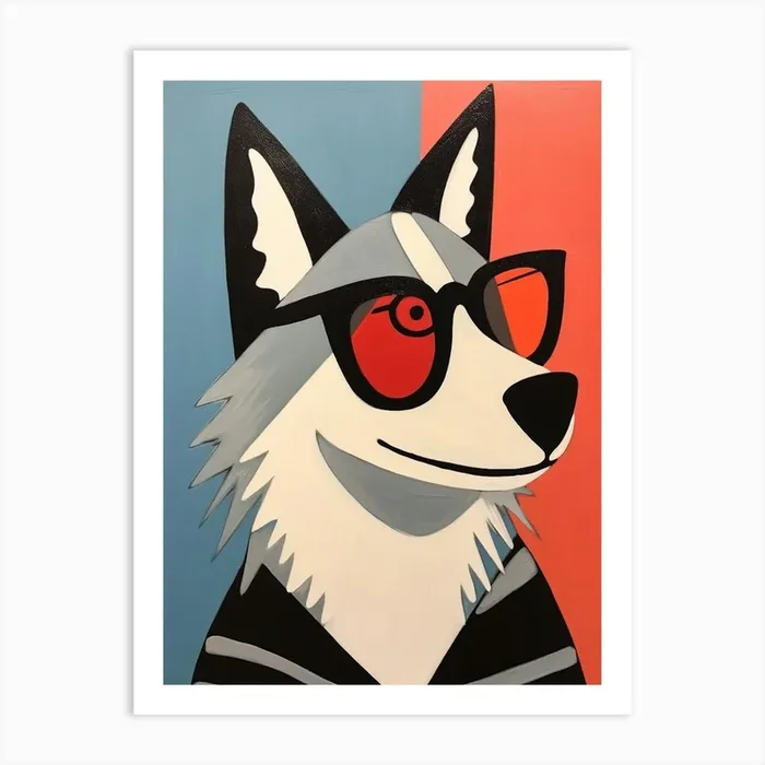 Little Timber Wolf 1 Wearing Sunglasses Art Print by Scribble Studio