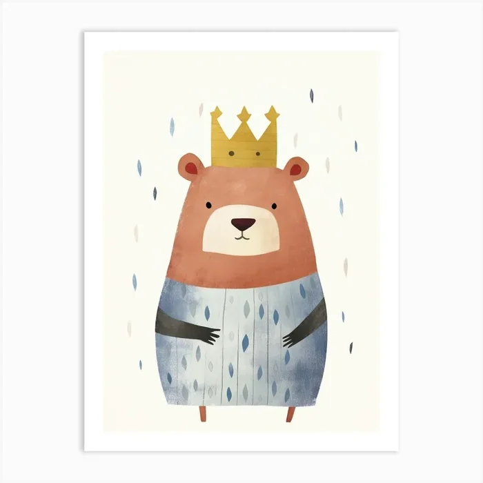 Little Wombat 4 Wearing A Crown Art Print by Scribble Studio