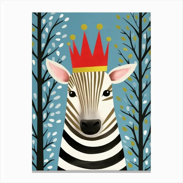 Little Zebra Wearing A Crown Canvas Print by Scribble Studio