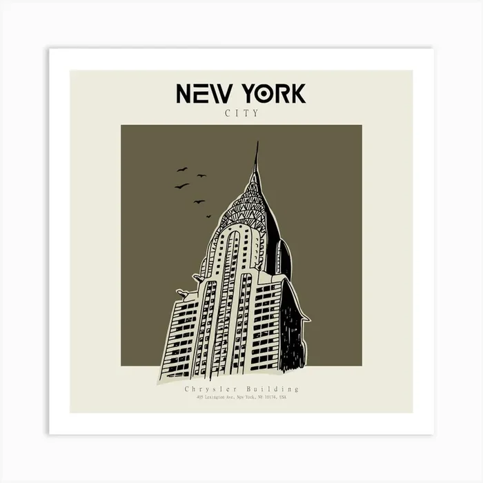 Locations New York Chrysler Building Square Art Print by DESIGN D’annick