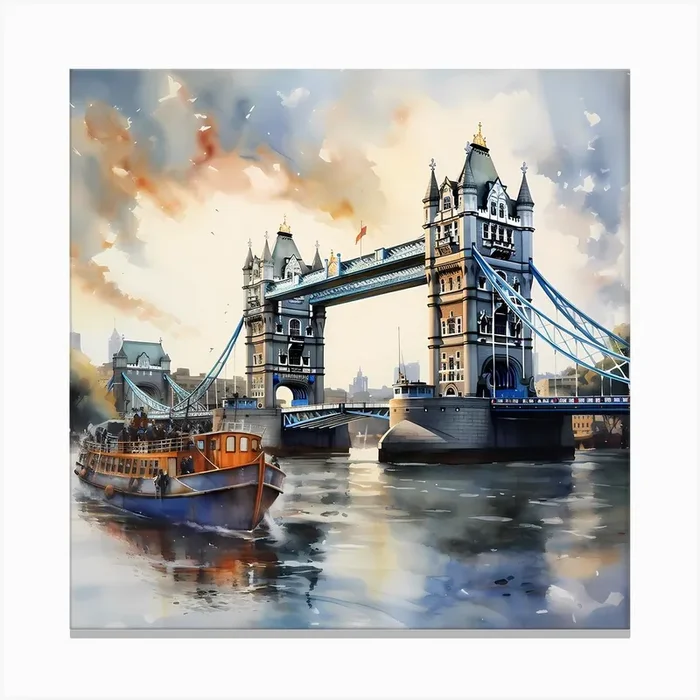 London’s Liquid Symphony Canvas Print by Quantum Vivid Digital Art