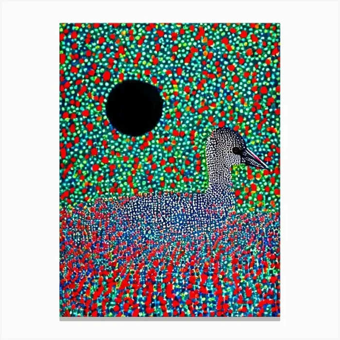Loon Yayoi Kusama Style Illustration Bird Canvas Print by Featherline