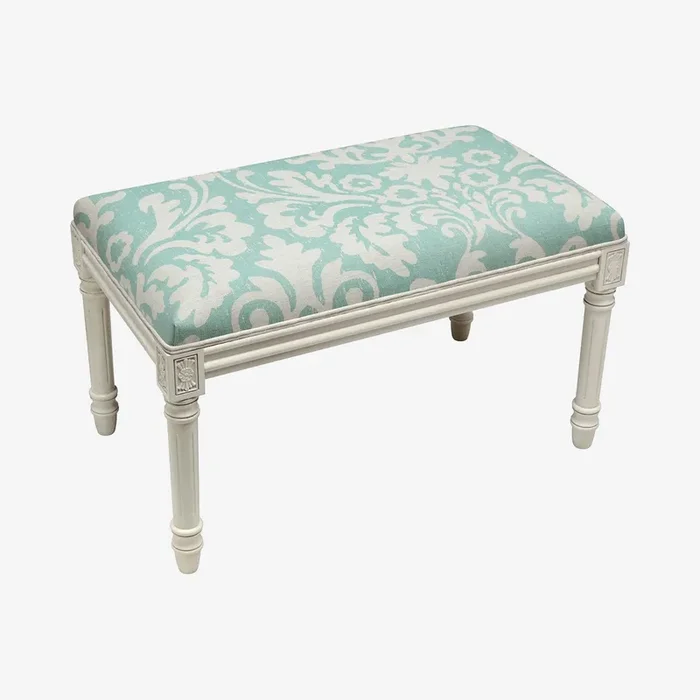 Louis XVI Bench – Aqua / White – Linen – Jacobean by 123Creations