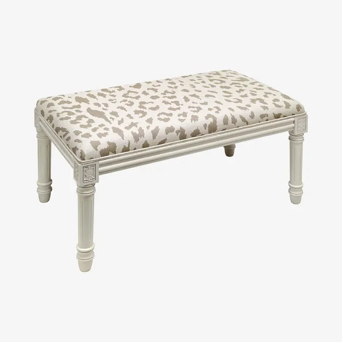 Louis XVI Bench – Taupe / White – Linen – Cheetah by 123Creations