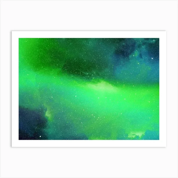 Luminescent space #4 – space neon art, Aurora Borealis Art Print by Synthwave1950