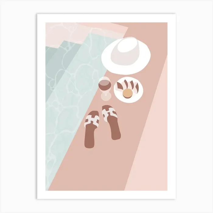 Lunch By The Pool Art Print by Piccalilli Prints