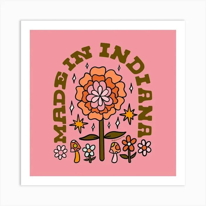 Made In Indiana Art Print by Doodle By Meg