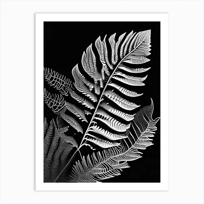Maidenhair Fern Leaf Linocut 2 Art PrintL& by Leaf & Stem Studio