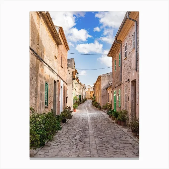 Mallorca Spain Narrow Street In The Old Town Canvas Print by imagine