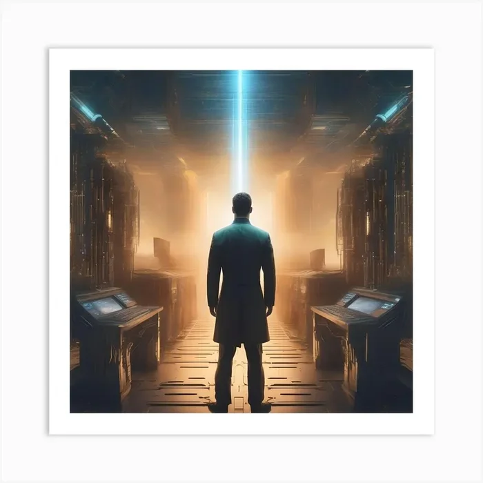 Man Standing In A Hallway Art Print by Quantumchill