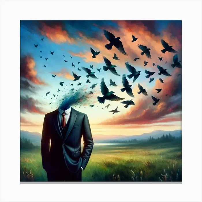 Man With Birds In His Head Canvas Print by mamodesign