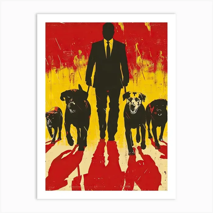 Man With Dogs Art PrintCZ by Count Zero