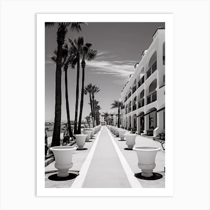 Marbella, Spain, Mediterranean Black And White Photography Analogue 2 Art Print by Monochrome Vistas