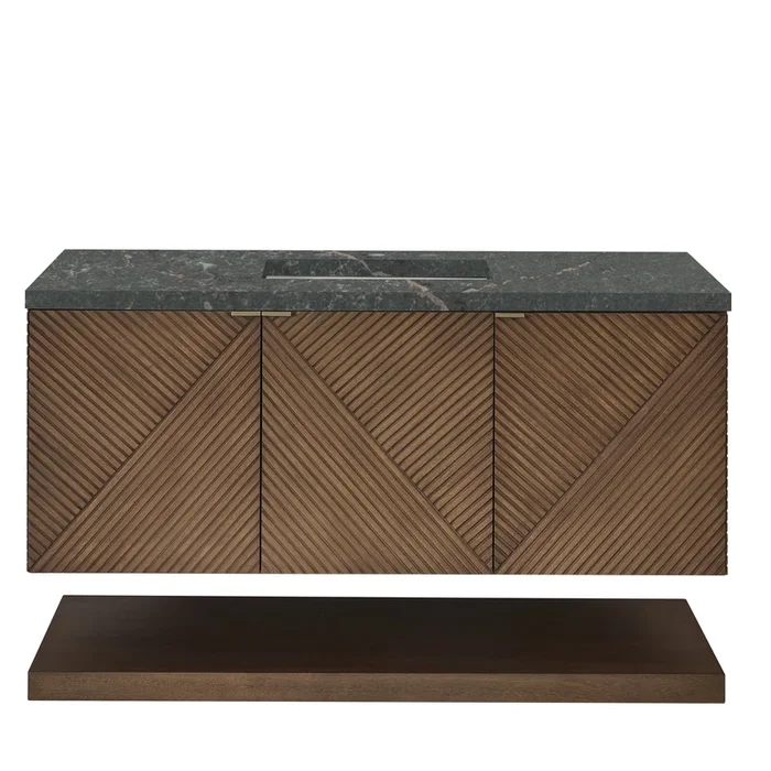 Marcello 48 ” Single Vanity, Chestnut w/ 3 CM Parisien Bleu Silestone Top w/ FreePower Wireless Charger