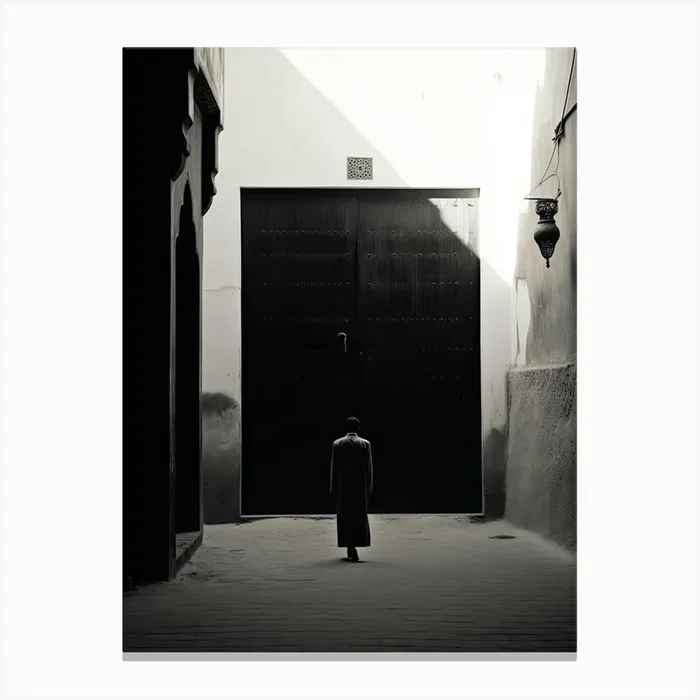 Marrakech, Morocco, Black And White Photography 4 Canvas Print by Monochrome Vistas