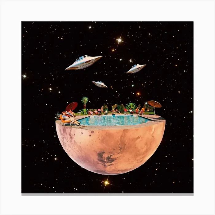 Mars Floating Square Canvas Print by Collage Soul