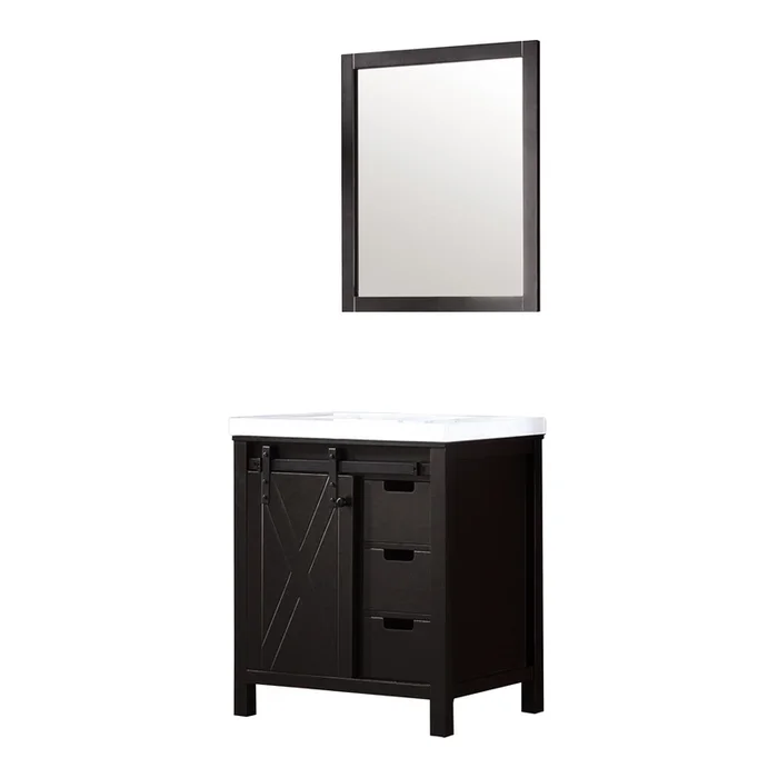 Marsyas 30 in W x 22 in D Brown Bath Vanity, Cultured Marble Countertop and 28 in Mirror