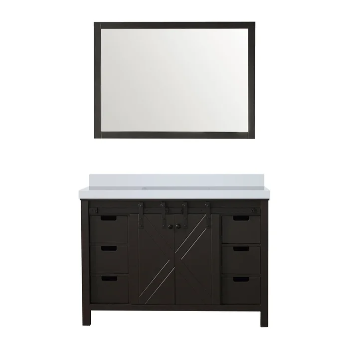 Marsyas 48 in W x 22 in D Brown Bath Vanity, Cultured Marble Countertop and 44 in Mirror