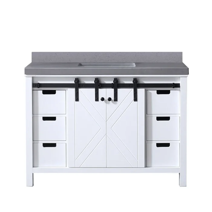 Marsyas 48 in W x 22 in D White Bath Vanity and Grey Quartz Countertop