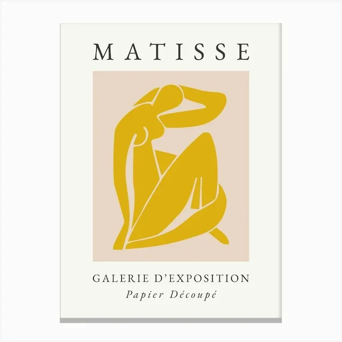 Matisse Abstract Body Yellow Canvas Print by NordicDesignHouse