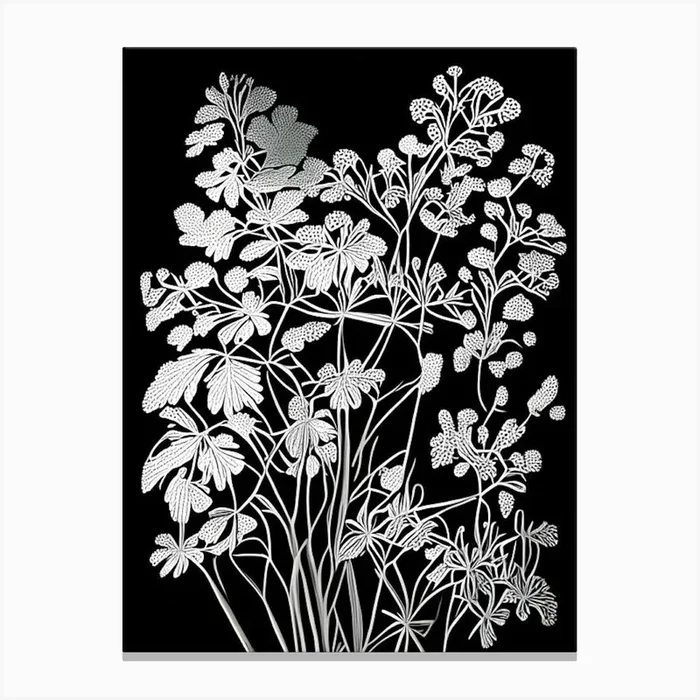 Meadow Rue Leaf Linocut 2 Canvas PrintL& by Leaf & Stem Studio