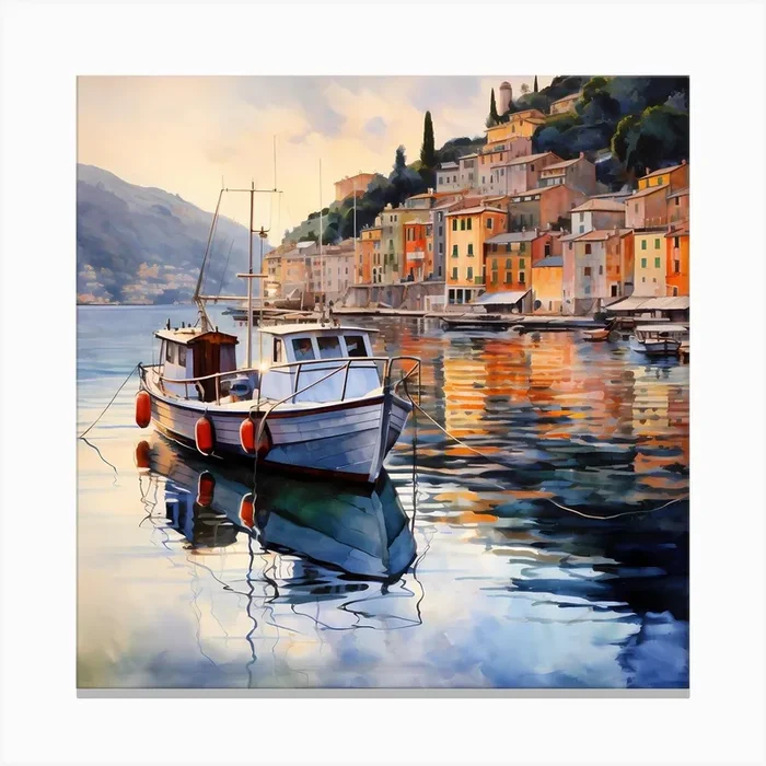 Mediterranean Mirage: Impressionist Charm Canvas Print by Quantum Vivid Digital Art