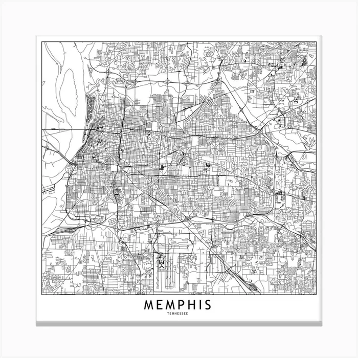 Memphis White Map Square Canvas Print by multipliCITY