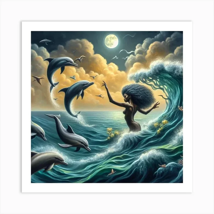 Mermaid In The Ocean Art Print by eyecatchingkustomsbybee