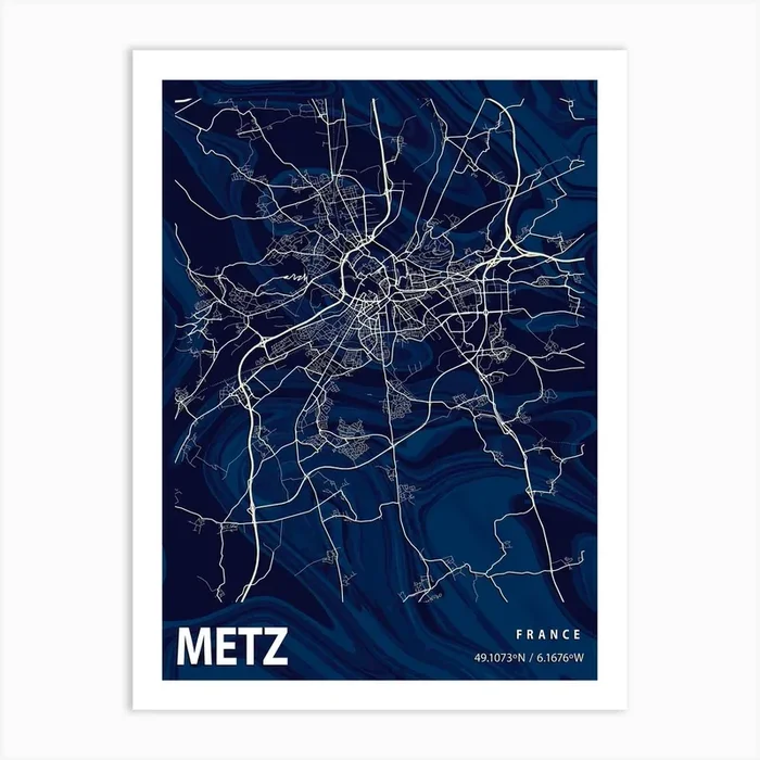 Metz Crocus Marble Map Art Print by Anwir