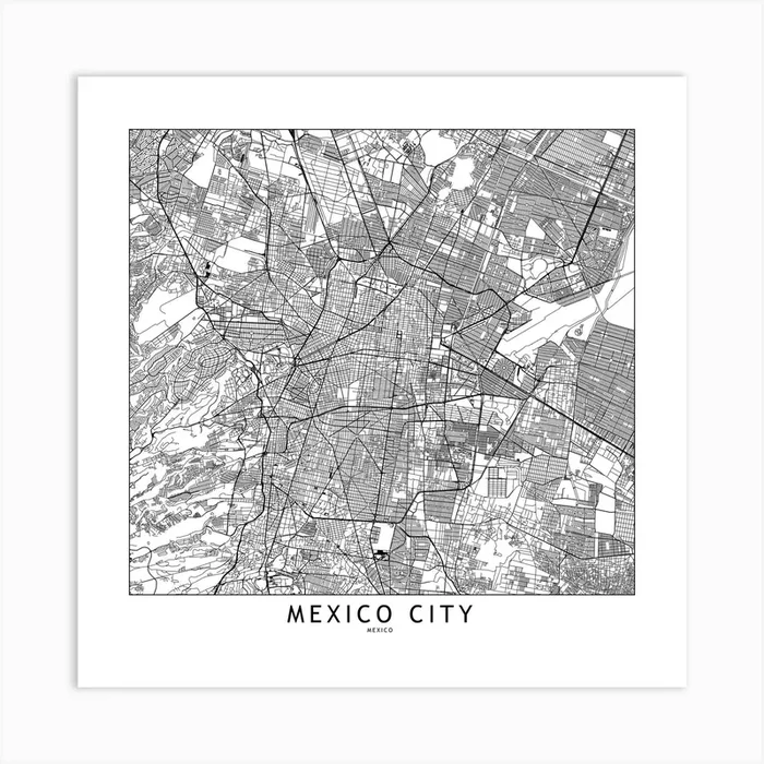 Mexico City Map Art Print by multipliCITY