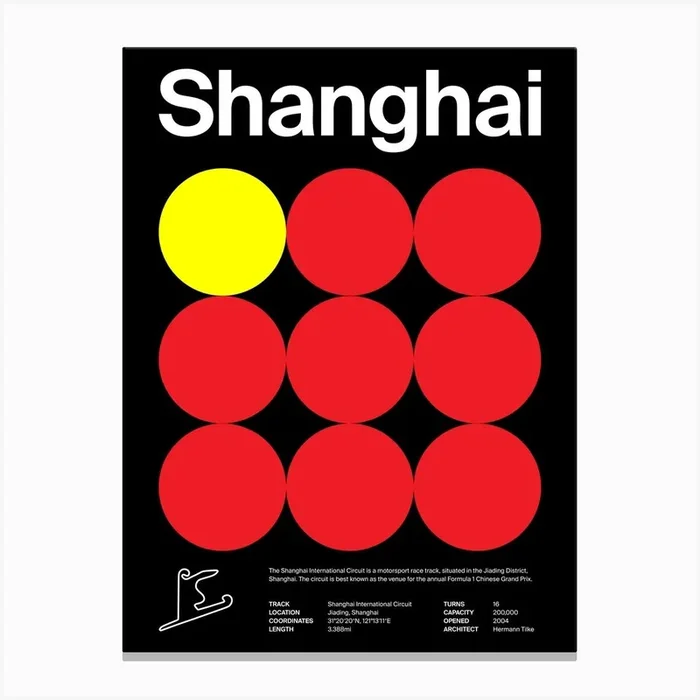 Mid Century Dark Shanghai F1 Canvas Print by Urban Print Studio