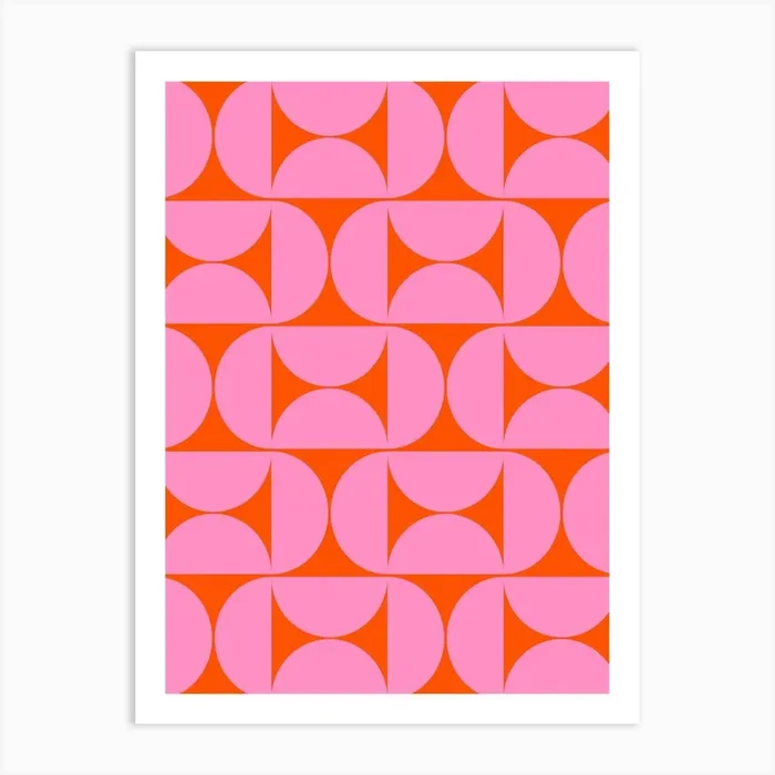 Mid Century Modern Pink And Orange Art PrintDR by Daily Regina Designs