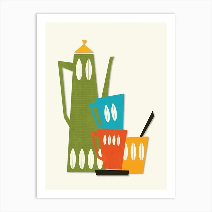 Mid Century Modern Tea Pot Print Art Print by NordicDesignHouse