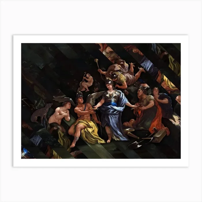 Minerva As Protectress Of The Arts And Sciences by Luca Giordano Reconstructed Art Print by BROKENLOGO