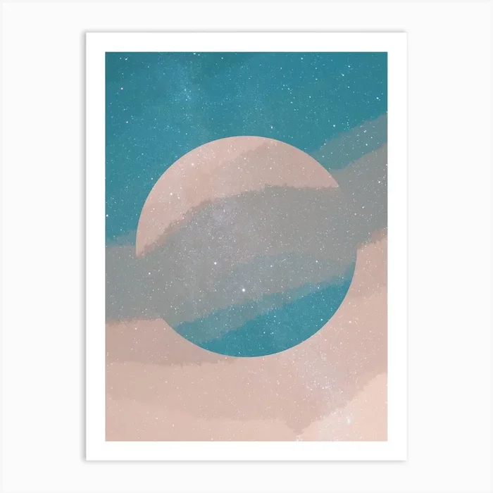 Minimal art abstract beautiful blue wave watercolor painting Art Print by RAPart