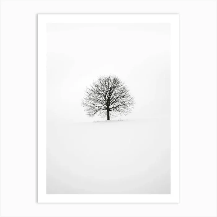 Minimalist Black and White Tree Art Print by NordicDesignHouse