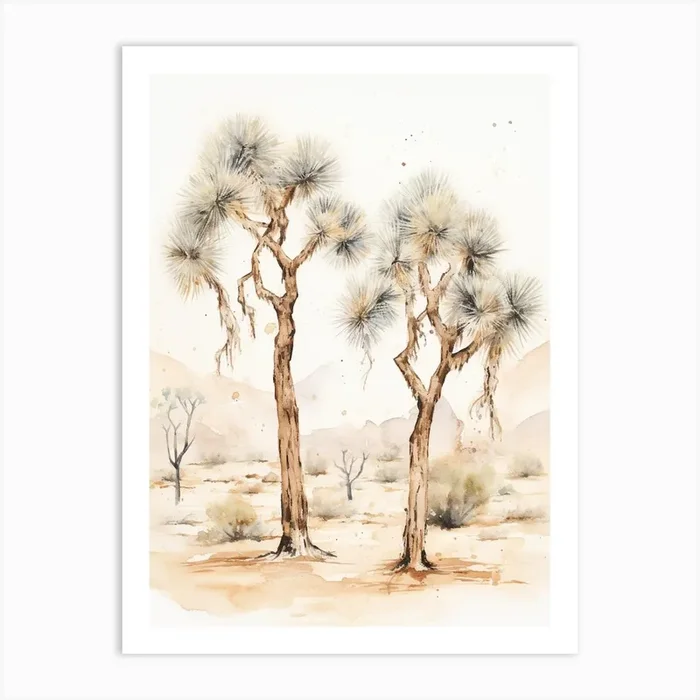 Minimalist Joshua Trees In Mojave Desert Line Art 3 Art PrintTP by TreeTopia Prints