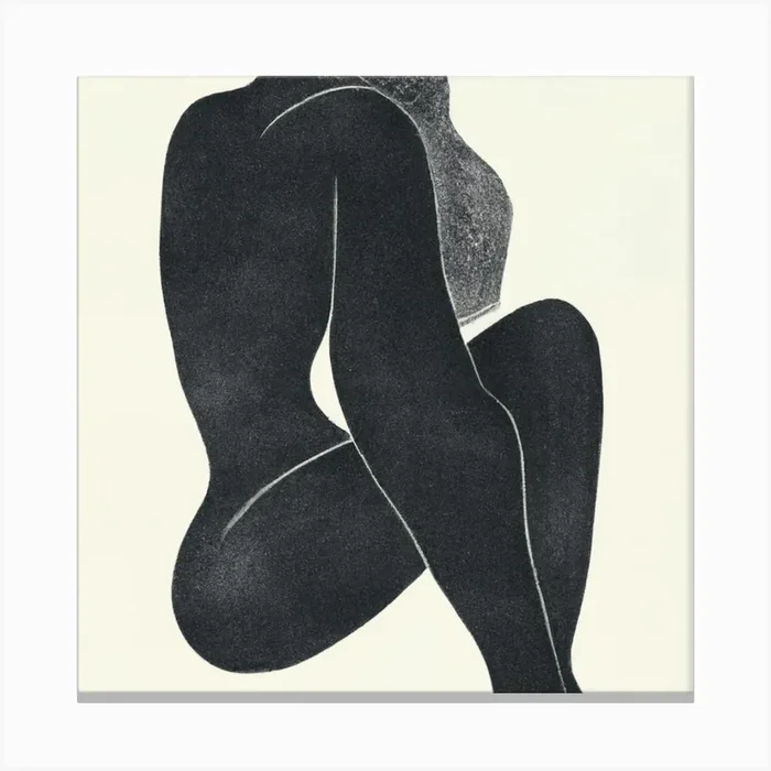 Minimalist Nude Female Figure Art Print – Abstract Monochrome Art Canvas Print by The Printable Studio